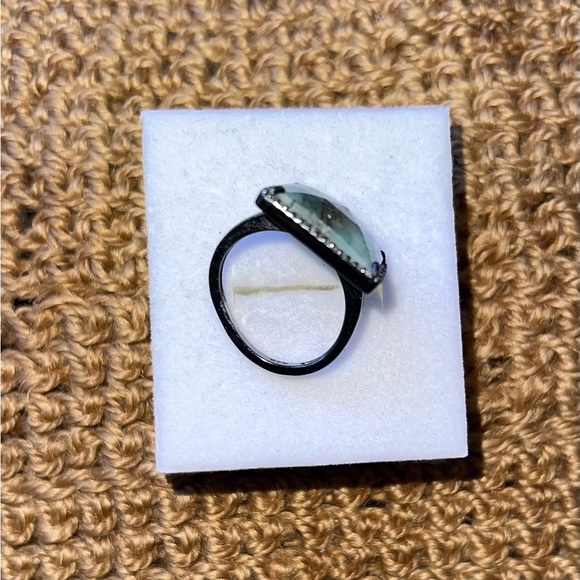 Adornia Fine Jewelry Sterling Silver Princess Cut Quarts & Diamond Halo Ring - Picture 3 of 5